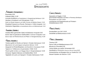 Speisekarte & Mittagskarte - Da Giacomo - Düsseldorf